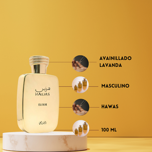 Hawas Elixir | Rasasi | Perfume Masculino | Aromático, Dulce, Sensual – EDP