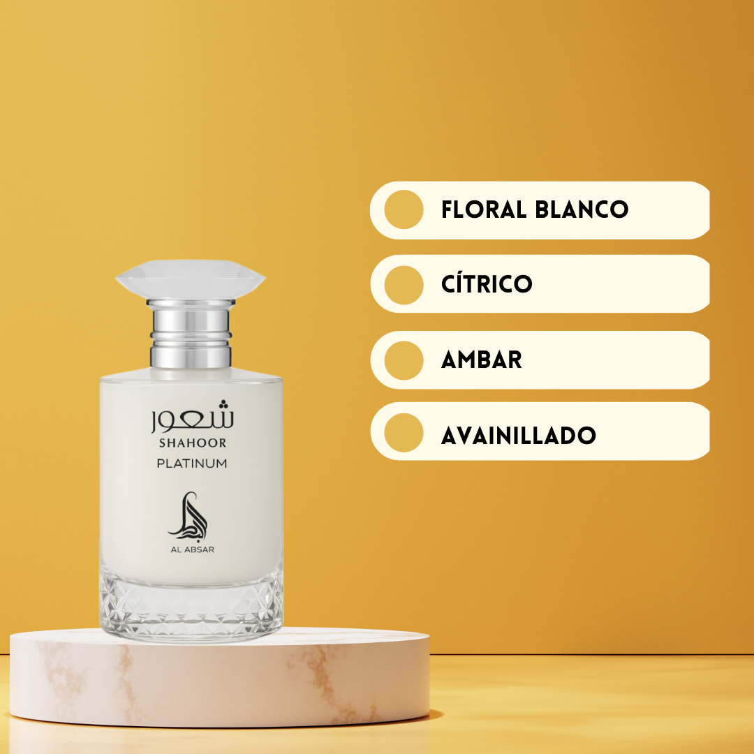 Shahoor Platinum 100 ml – Al Absar | Perfume Árabe Unisex Gourmand Oriental